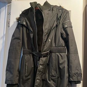 Winter jacket with hood , very comfortable in good condition .